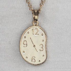 NWOT Clock with Small Rabbit Necklace
